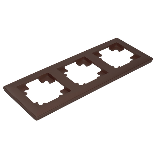 Рамка STEKKER, PFR00-7003-04 3-местная, пластик, серия Катрин, шоколад