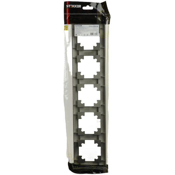 Рамка STEKKER, PFR00-7005-06 5-местная, пластик, серия Катрин, графит