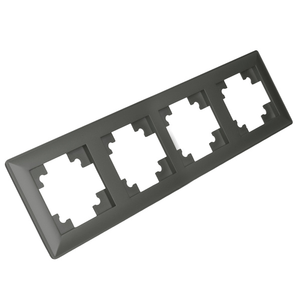 Рамка STEKKER, PFR00-7004-06 4-местная, пластик, серия Катрин, графит