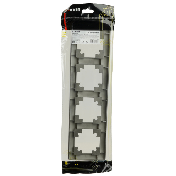 Рамка STEKKER, PFR00-7004-06 4-местная, пластик, серия Катрин, графит