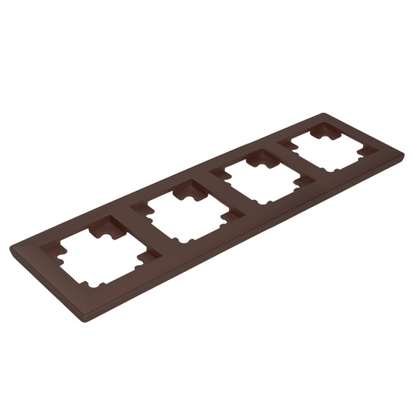 Рамка STEKKER, PFR00-7004-04 4-местная, пластик, серия Катрин, шоколад