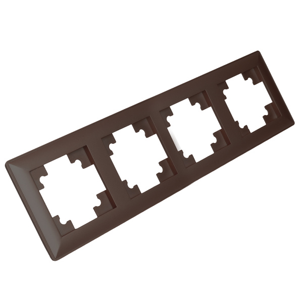Рамка STEKKER, PFR00-7004-04 4-местная, пластик, серия Катрин, шоколад