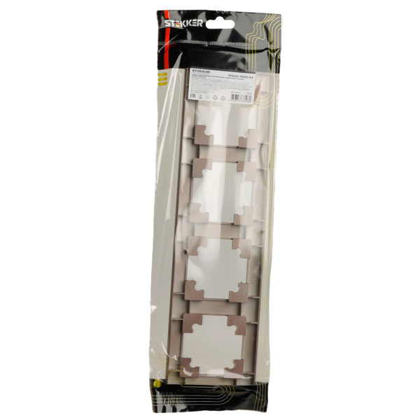 Рамка STEKKER, PFR00-7004-04 4-местная, пластик, серия Катрин, шоколад