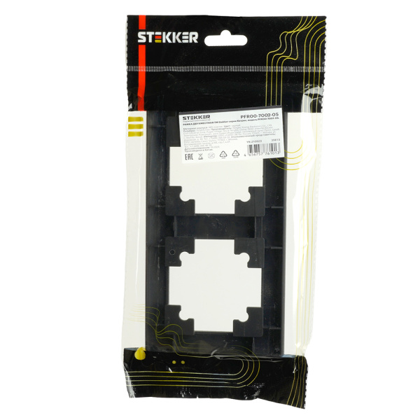 Рамка STEKKER, PFR00-7002-05 2-местная, пластик, серия Катрин, черный