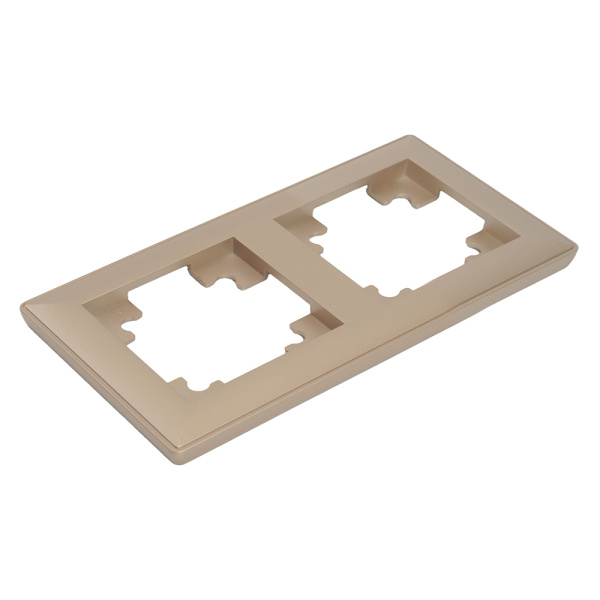 Рамка STEKKER, PFR00-7002-02 2-местная, пластик, серия Катрин, шампань