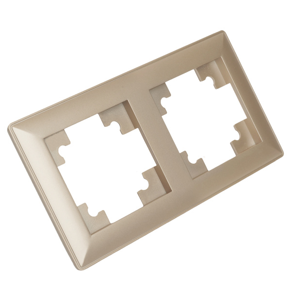 Рамка STEKKER, PFR00-7002-02 2-местная, пластик, серия Катрин, шампань