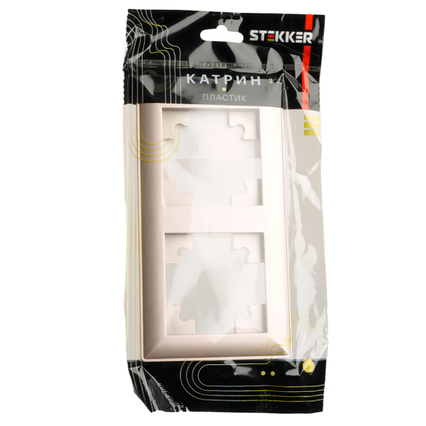 Рамка STEKKER, PFR00-7002-02 2-местная, пластик, серия Катрин, шампань