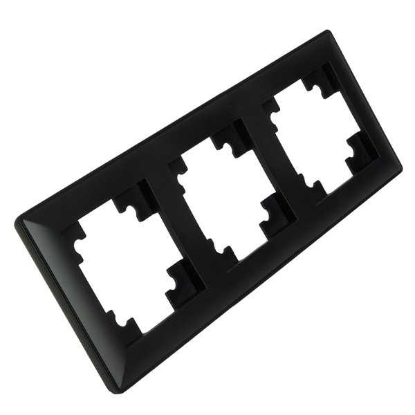 Рамка STEKKER, PFR00-7003-05 3-местная, пластик, серия Катрин, черный