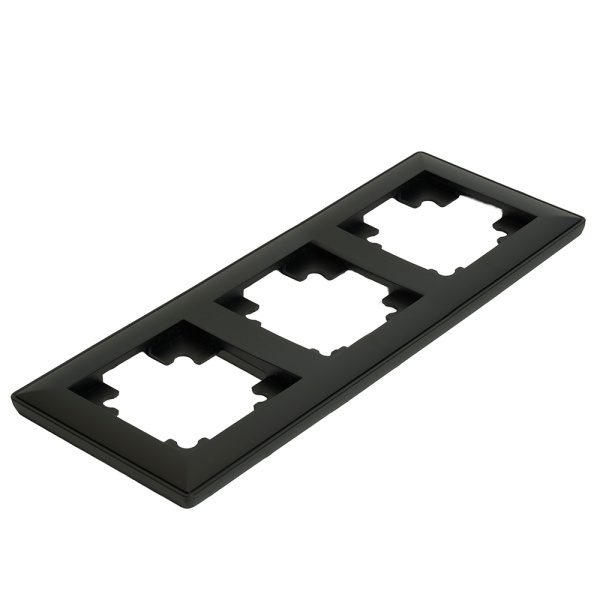 Рамка STEKKER, PFR00-7003-05 3-местная, пластик, серия Катрин, черный