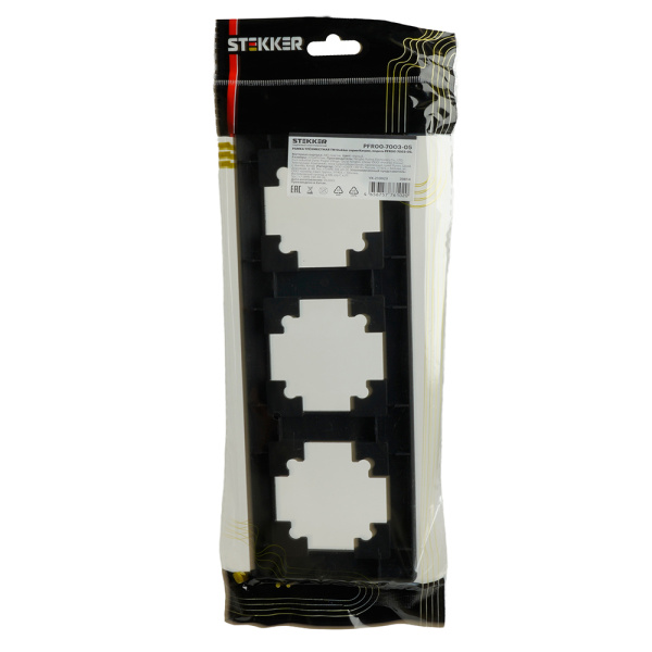 Рамка STEKKER, PFR00-7003-05 3-местная, пластик, серия Катрин, черный