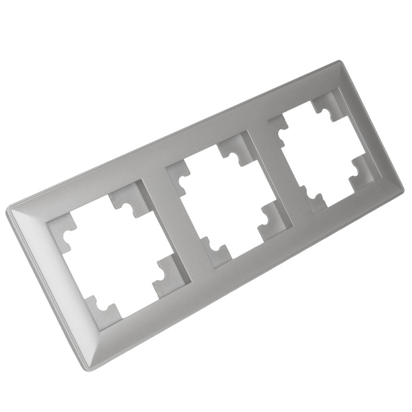 Рамка STEKKER, PFR00-7003-03 3-местная, пластик, серия Катрин, серебро