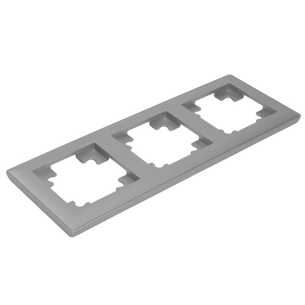 Рамка STEKKER, PFR00-7003-03 3-местная, пластик, серия Катрин, серебро