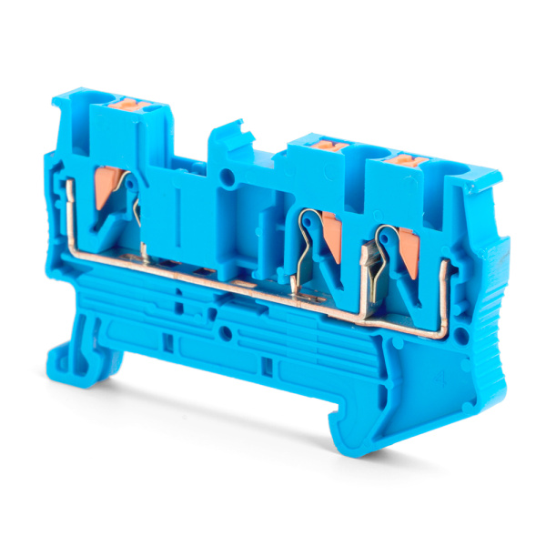 Зажим пружинный, 3-проводной проходной ЗНИ - 2,5 , JXB PT 2.5  TW, синий LD573-2-25