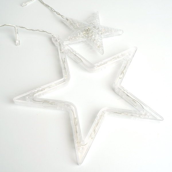 Светодиодная гирлянда Feron CL29 бахрома Звезды  3м  + 3м 230V 2700K, статичная, c питанием от сети, прозрачный шнур