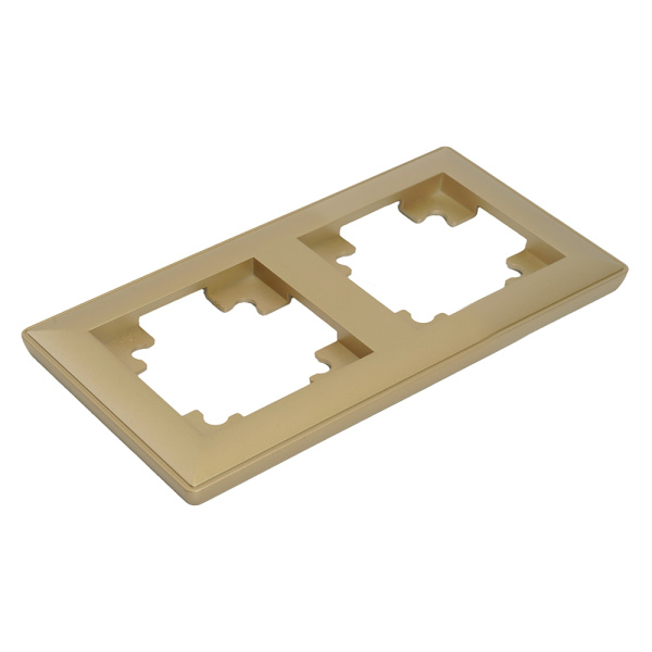 Рамка STEKKER, PFR00-7002-08 2-местная, пластик, серия Катрин, золото