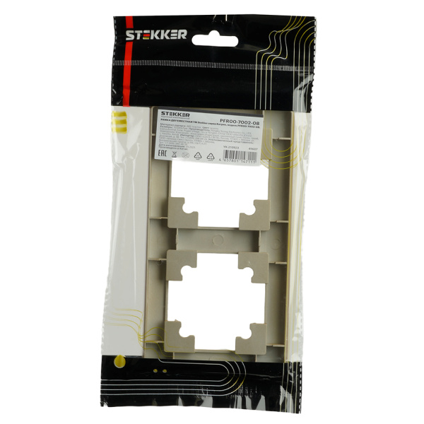 Рамка STEKKER, PFR00-7002-08 2-местная, пластик, серия Катрин, золото