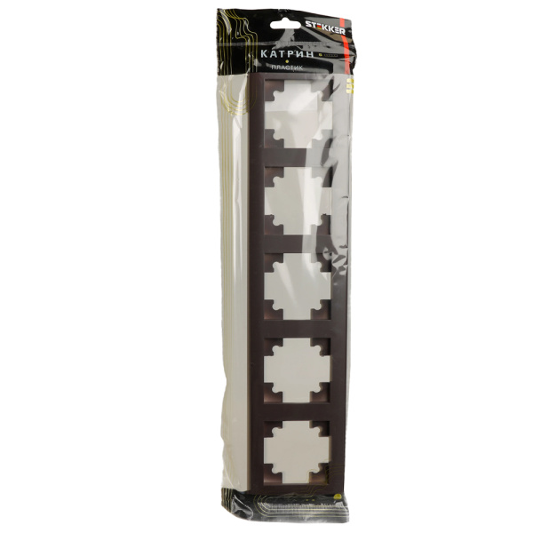 Рамка STEKKER, PFR00-7005-08 5-местная, пластик, серия Катрин, золото