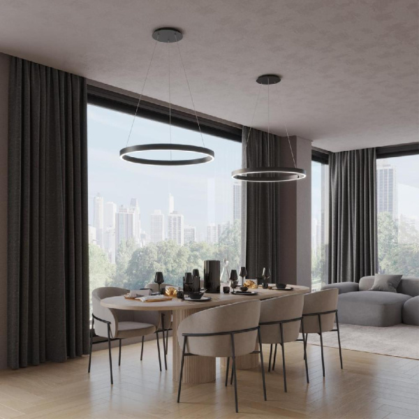 359450 OVER NT24 000 черный Светильник подвесной диммир. со сменой цв.темпер. (пульт ДУ/прилож. Smart Life) IP20 LED 50/12W 85-265V 3000-6000К SOTTO