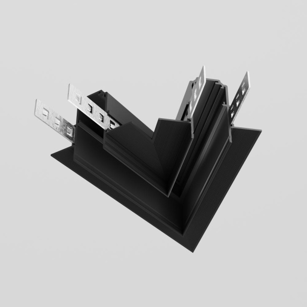 Коннектор угловой 45° Exility встраиваемый под ГКЛ 9,5мм, черный