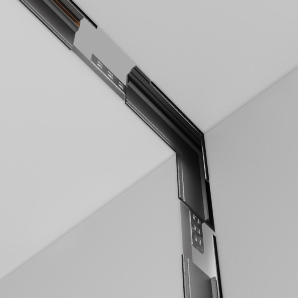 Коннектор угловой внутренний Exility встраиваемый под ГКЛ 9,5мм, черный