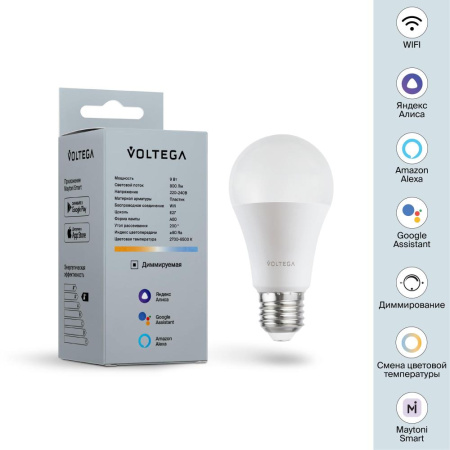 Светодиодная лампа Wi-Fi A60 E27 9W 2700K-6500K MIX DIM