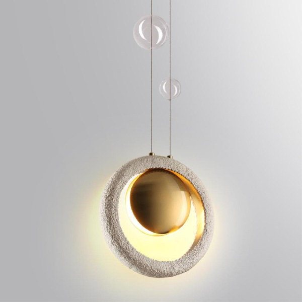 5443/1 HIGHTECH ODL_EX25 111 сатинированн.латунь/беж./металл/полирезин/стекло Подвес 1*G9 LED*6W SATURN