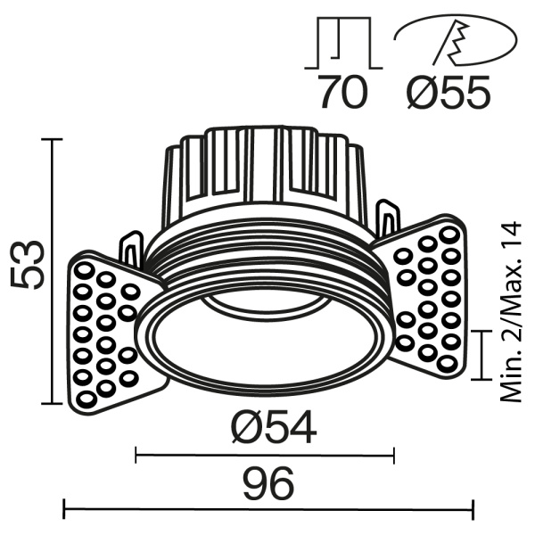 Встраиваемый светильник Technical DL058-7W3K-TRS-B