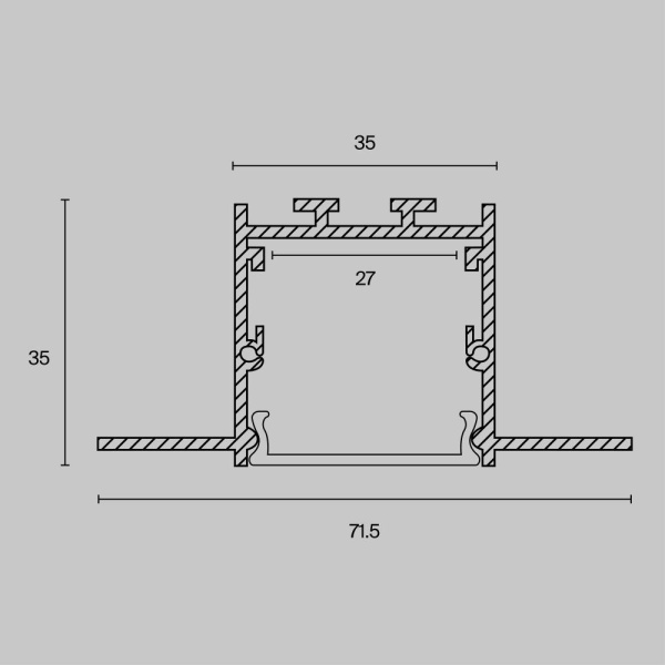 Алюминиевый профиль скрытого монтажа 71x35