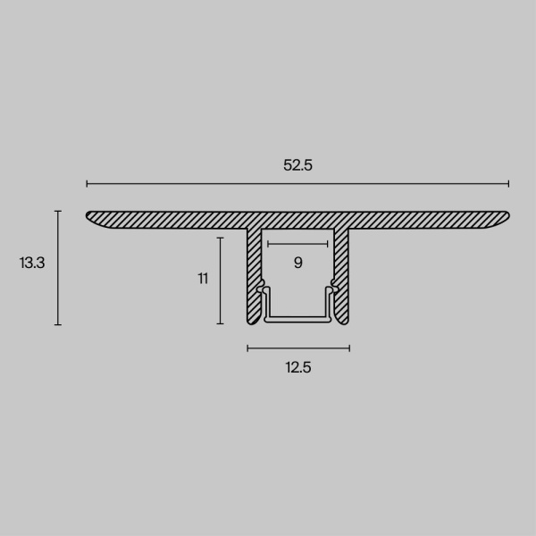 Алюминиевый профиль скрытого монтажа 53x13