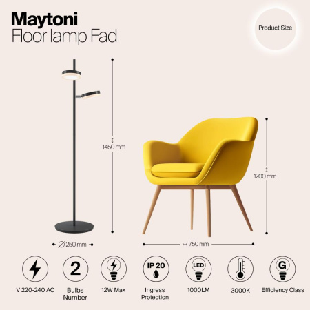 Напольный светильник (торшер) Maytoni MOD070FL-L12B3K