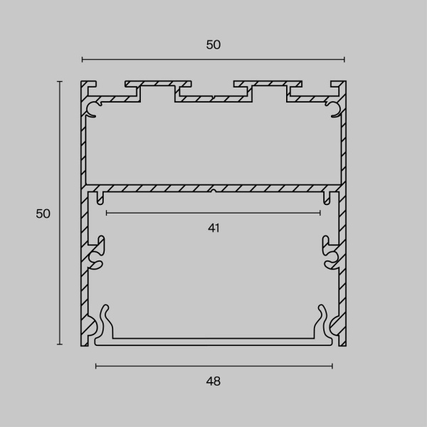 Алюминиевый профиль подвесной -накладной 50x50