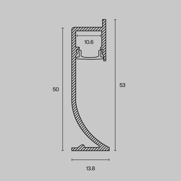 Алюминиевый профиль плинтус с подсветкой 53x14