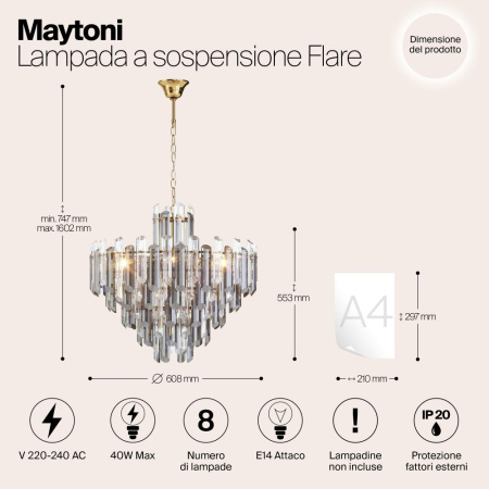 Подвесной светильник Maytoni DIA200PL-08G