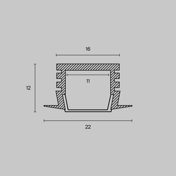 Алюминиевый профиль встраиваемый 22x12
