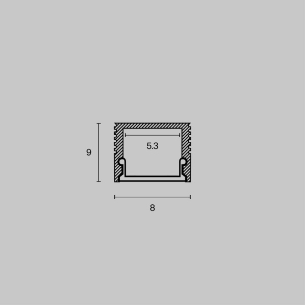 Алюминиевый профиль накладной 08x09