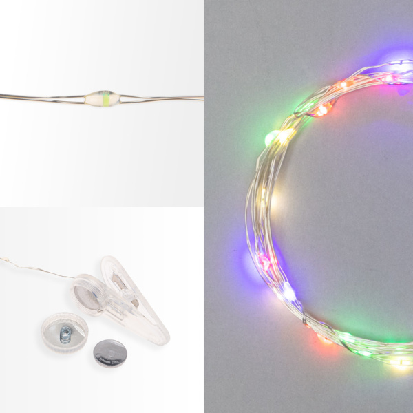 Гирлянда светодиодная Роса с прищепкой 3м, 30LED, МУЛЬТИКОЛОР, IP20, 2хCR2032 в комплекте NEON-NIGHT