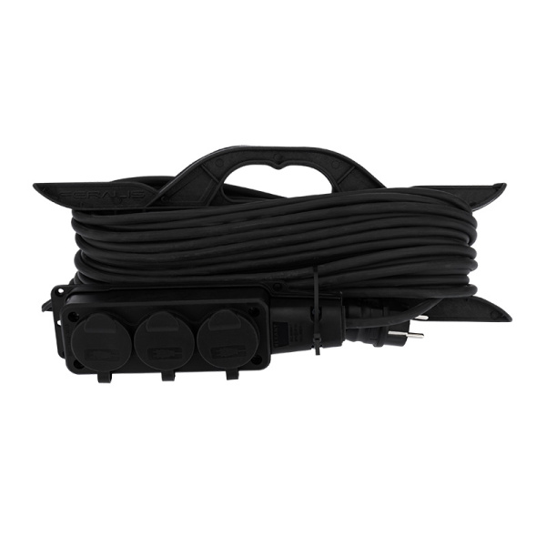 Удлинитель-шнур на рамке КГ 3х1,5, 20м, 3 гнезда, морозостойкий, с/з, 16А, 3500Вт, IP44 (Сделано в России) REXANT