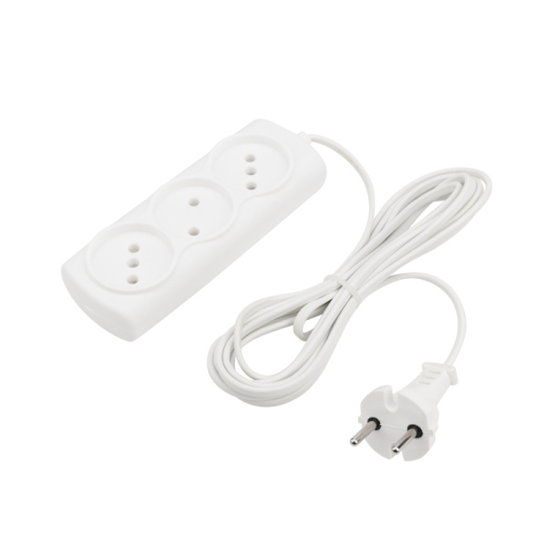 Удлинитель STANDARD 3 гнезда, 3м, 2х0,75мм² , б/з, белый PROconnect