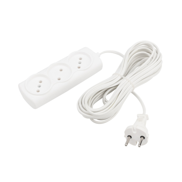 Удлинитель STANDARD 3 гнезда, 7м, 2х0,75мм², б/з, белый PROconnect
