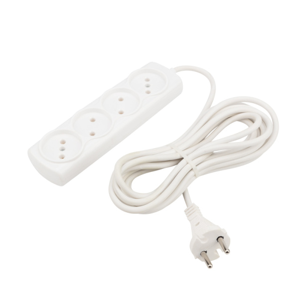 Удлинитель OPTIMA 4 гнезда, 5м, 2х0,75мм², б/з, белый PROconnect