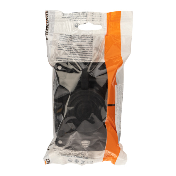 Розетка каучуковая 1 гнездо с крышкой черная, с/3, 16А, IP44, PROconnect