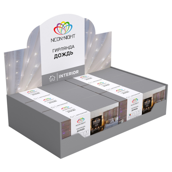 Гирлянда Светодиодный Дождь 2,5x2 м, свечение с динамикой, прозрачный провод, 230 В, диоды МУЛЬТИКОЛОР