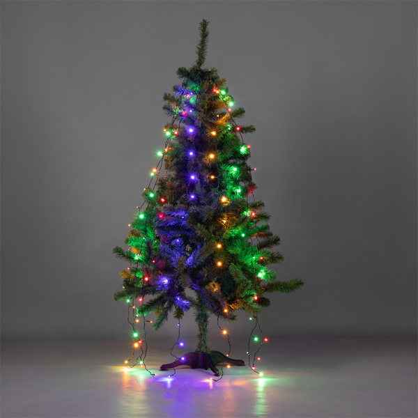 Елочная гирлянда с кольцом, 7 нитей по 1,5 метра, цвет диодов мультиколор, не соединяется
