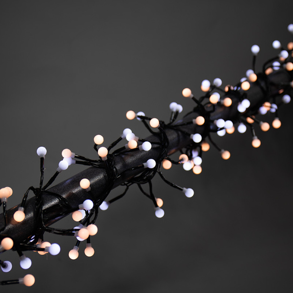 Гирлянда Мишура LED 3 м, темно-зеленый ПВХ, 288 диодов, цвет белый + теплый белый