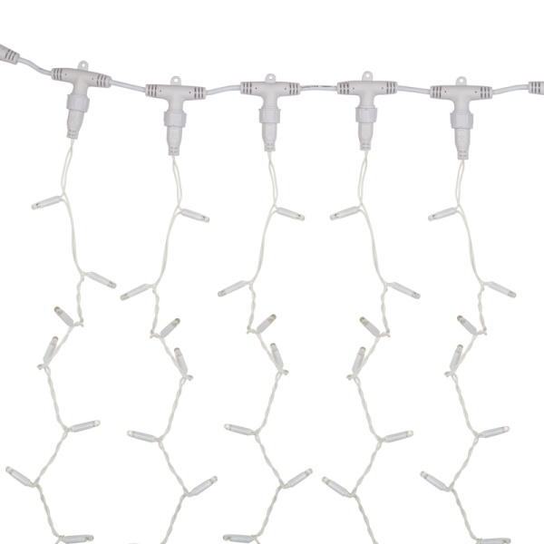 Гирлянда светодиодная Занавес 2х3м 600 LED СИНИЙ белый ПВХ IP65 эффект мерцания 230В  нужен блок 303-500-1 NEON-NIGHT