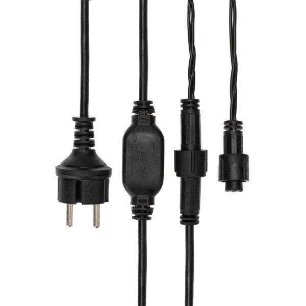 Гирлянда светодиодная Бахрома (Айсикл) 3,2х0,9м 120 LED БЕЛЫЙ черный каучук 3,3мм IP67 постоянное свечение 230В блок в комплекте NEON-NIGHT