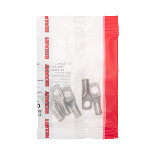 Наконечник медный луженый ТМЛ-Р 25–8 (25мм² - Ø8мм) (в упак. 5 шт.) REXANT