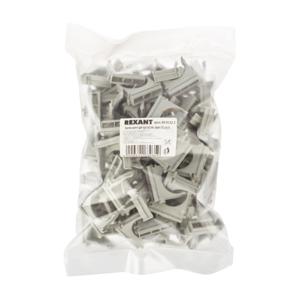 Крепеж-клипса для труб ø32мм, серая (100 шт/уп) REXANT