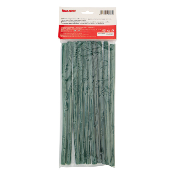 Стержни клеевые Ø11мм, 270мм, зеленые (10 шт/уп), хедер REXANT