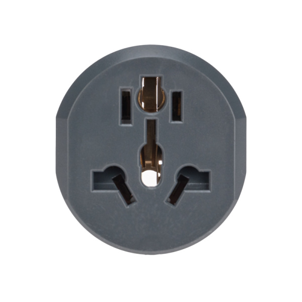 Адаптер универсальный (переходник) 16А с заземлением, серо-белый REXANT 